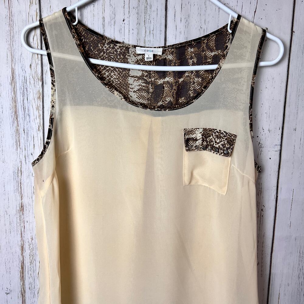 Edge Women's Sleeveless Dressy Flowy Tank Sz L - Picture 8 of 9